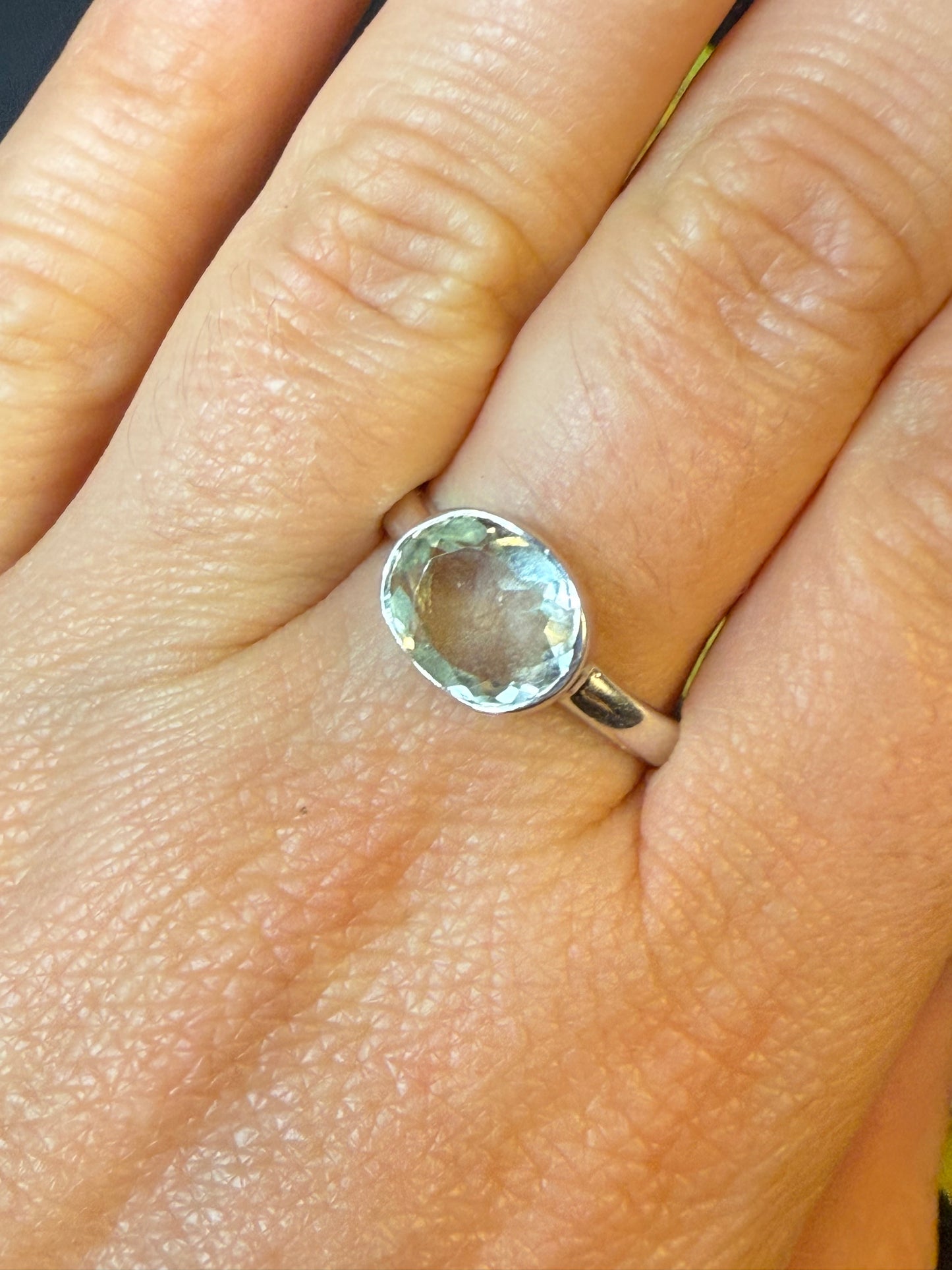 Prasolite 925 Ring - Size R 1/2 - S Green Amethyst
