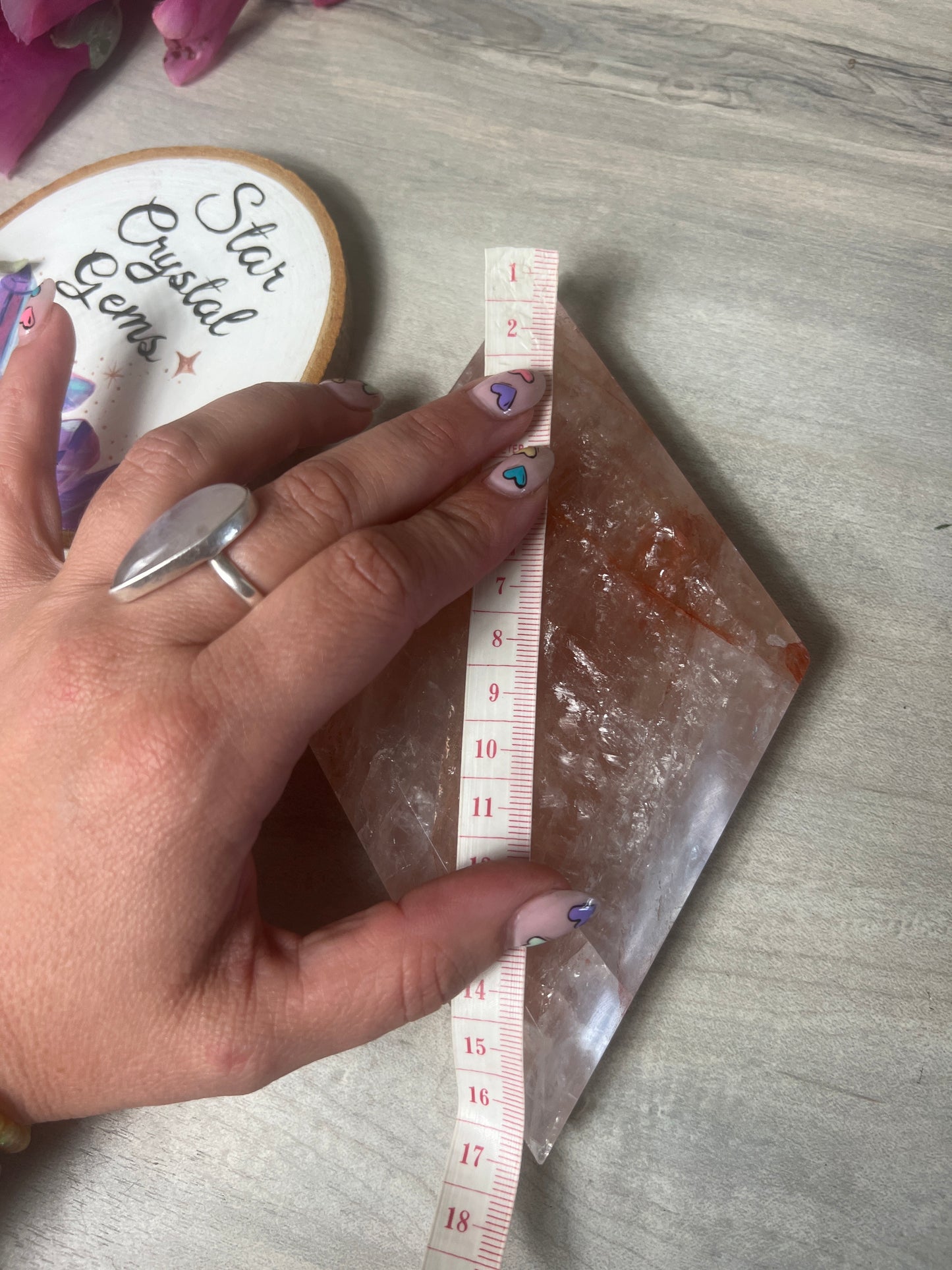 XL Rose and Fire Quartz Diamond