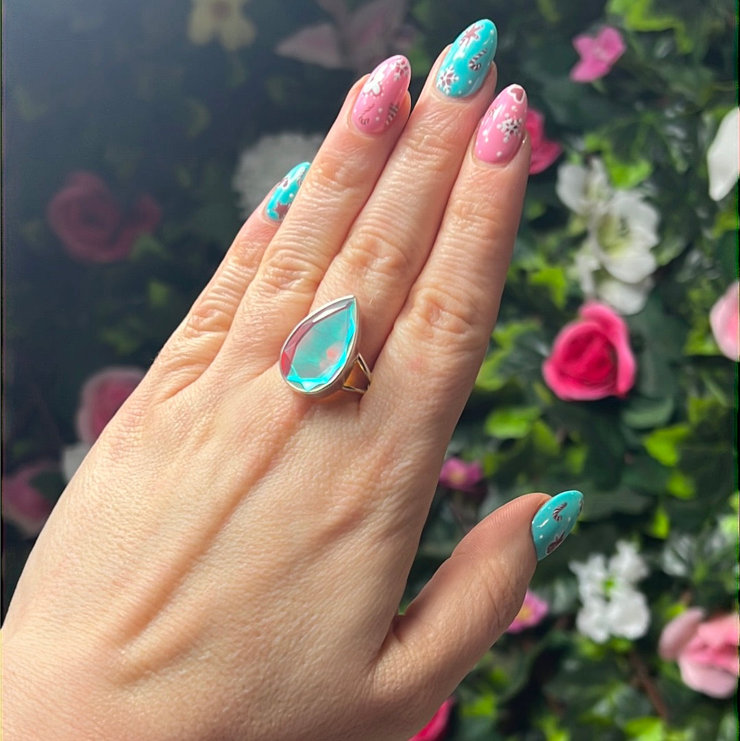 Mystic Topaz 925 Sterling Silver Ring - Size S