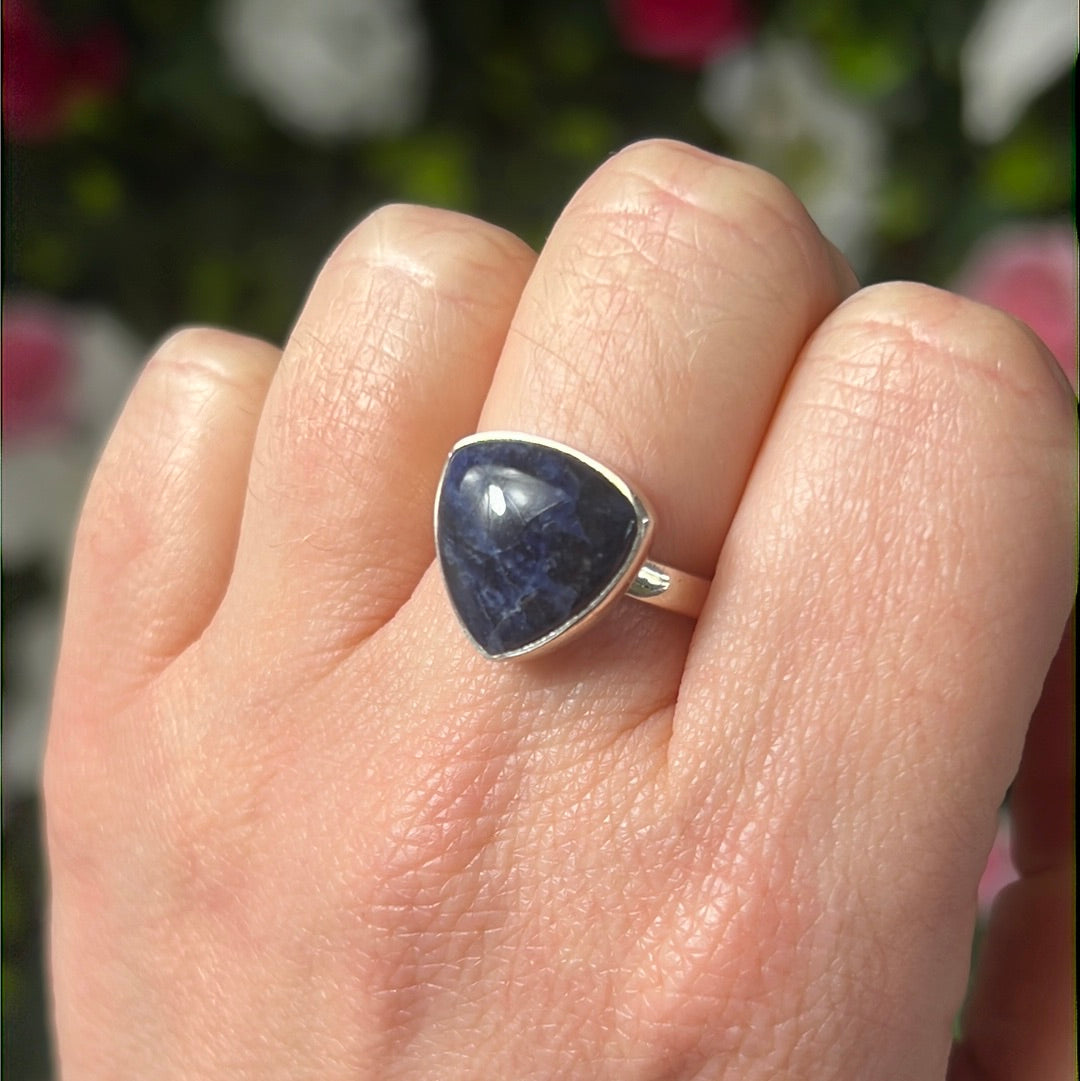 Sodalite 925 Silver Ring -  Size M