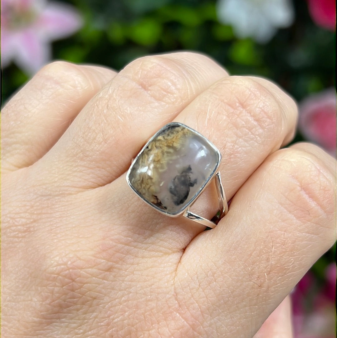 Tiger Agate 925 Ring - Size S