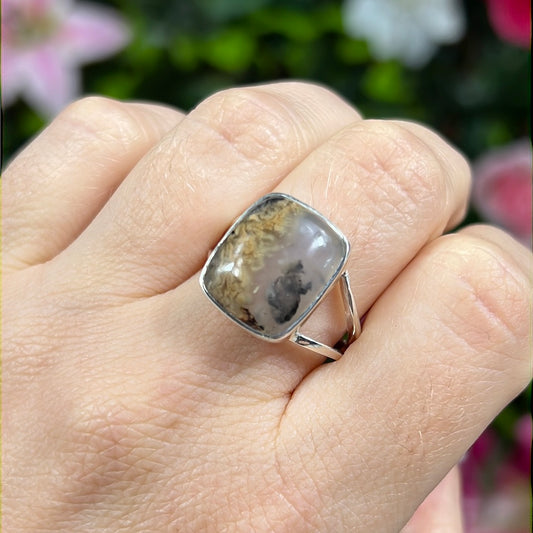 Tiger Agate 925 Ring - Size S