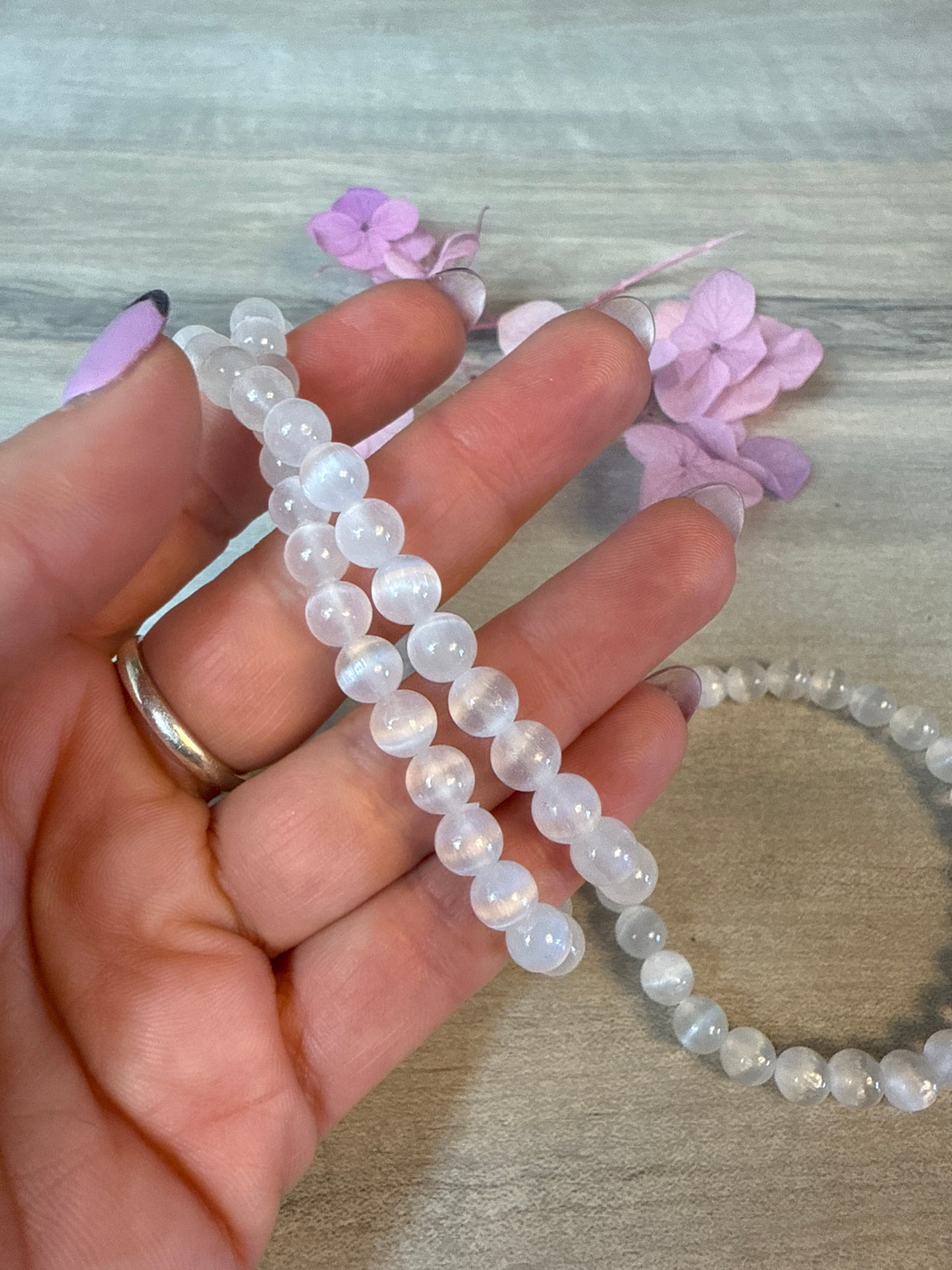 Selenite Bead Bracelet
