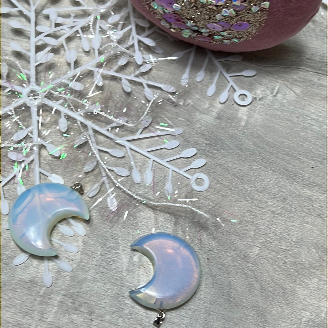 Opalite Moon - 925 Sterling Silver Pendant