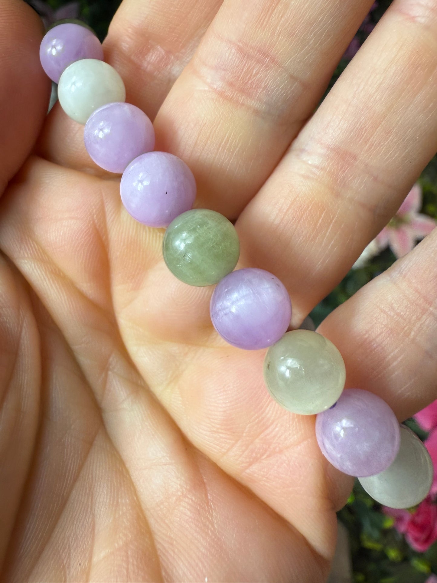 Kunzite & Hiddenite Bead Bracelet
