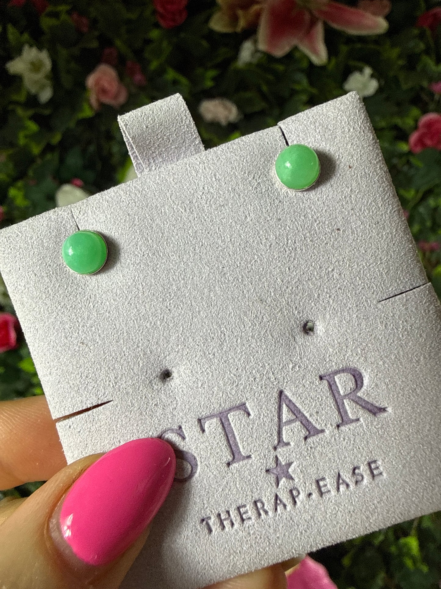 Handmade Chrysoprase Sterling Silver Studs