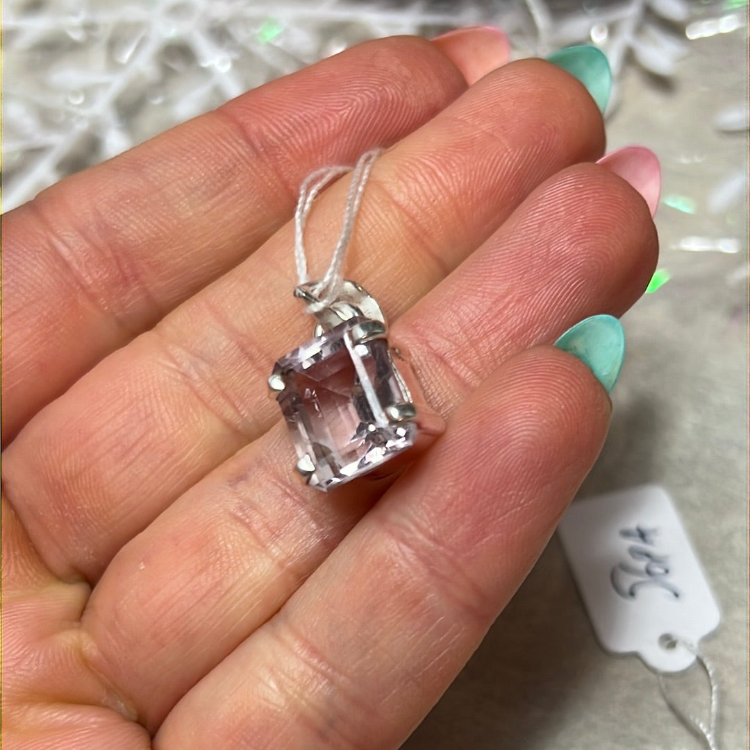 Pink Amethyst - Facet 925 Sterling Silver Pendant