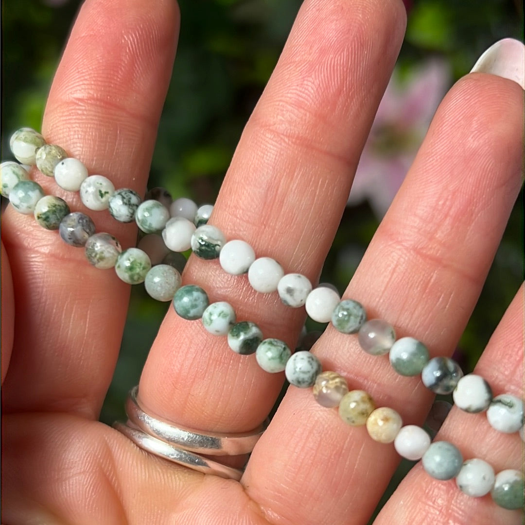 4mm Moss Tree Agate Bead Bracelet