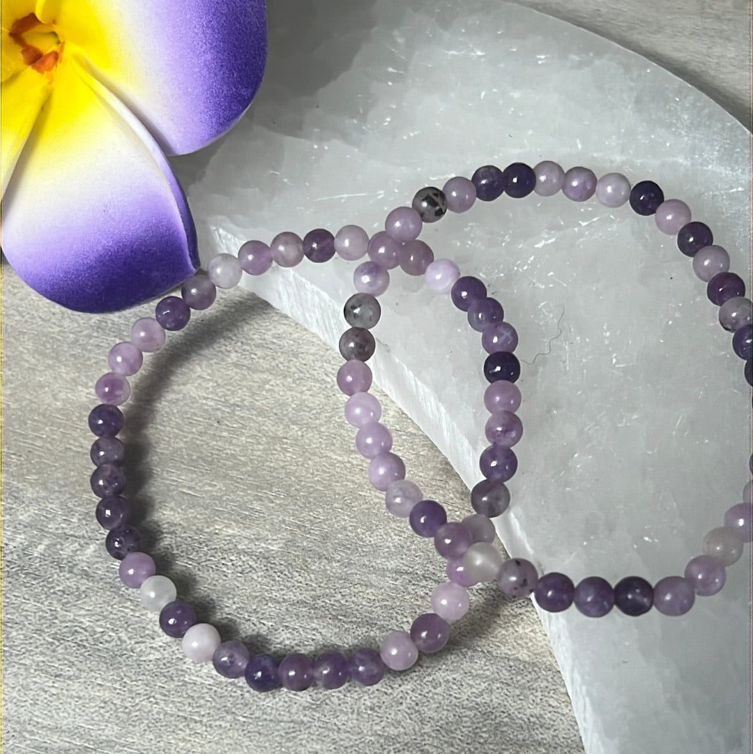 4mm Lepidolite Bead Bracelet