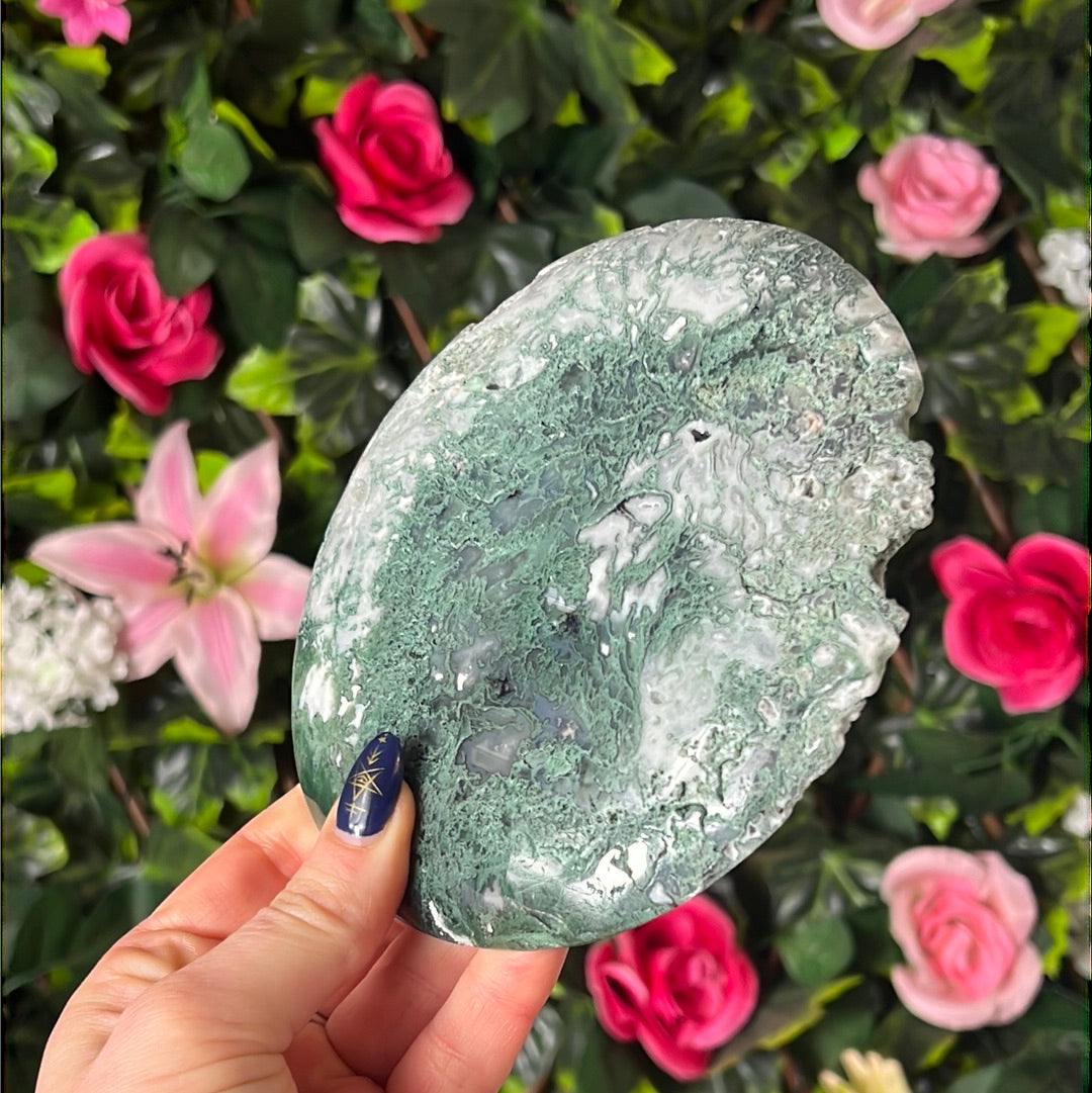 Moss Agate Druzy Disc Cookie
