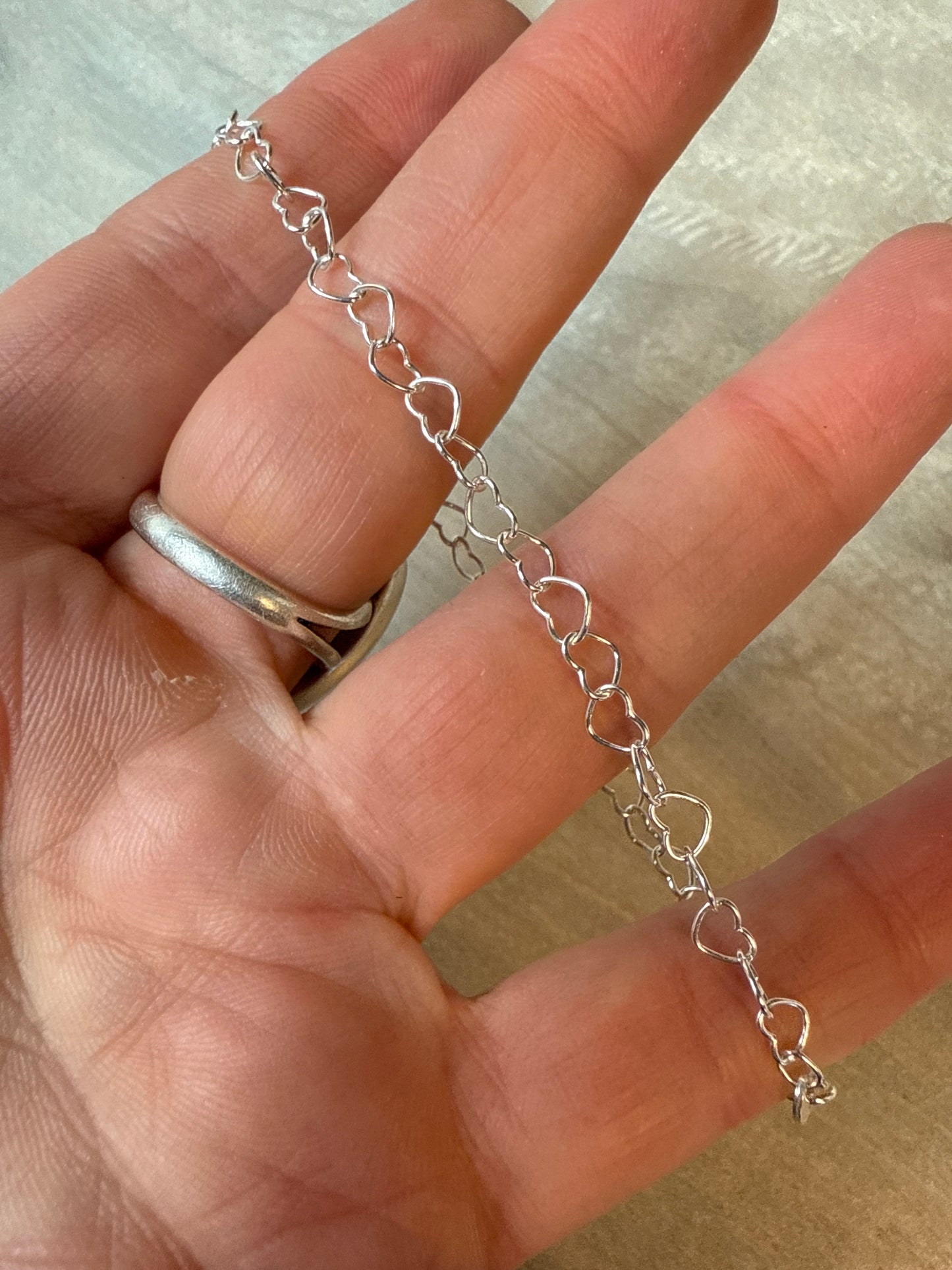 Heart Link Sterling Silver 925 Bracelet