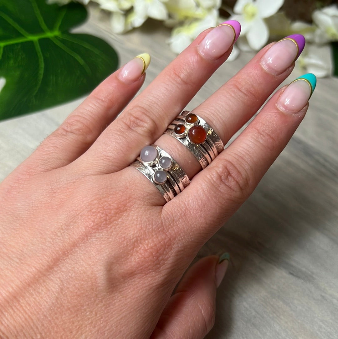 Trio Fidget Spinner Ring - Sterling Silver 925 Size P 1/2
