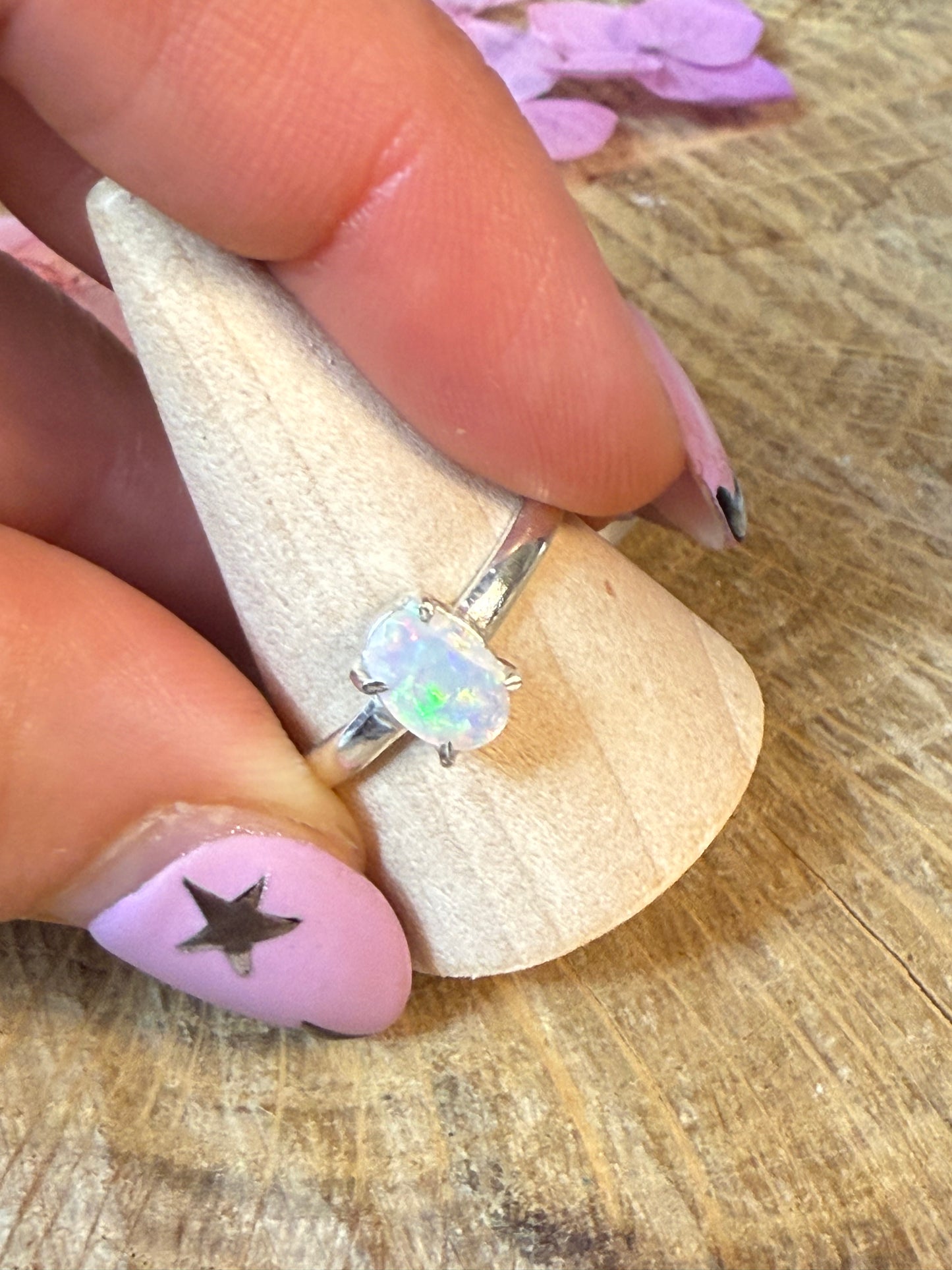 Ethiopian Opal 925 Silver Ring - Size S