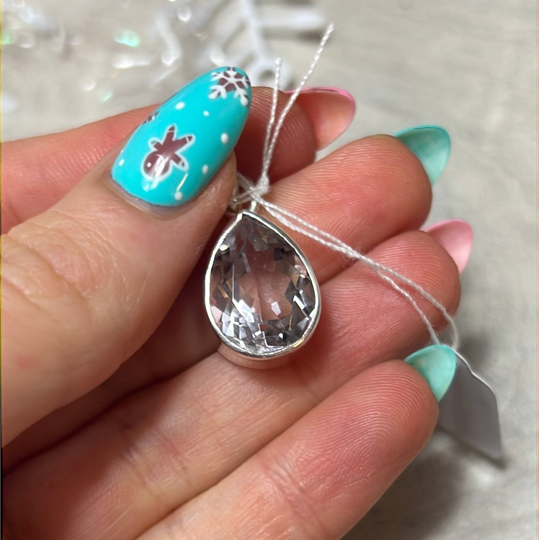 Pink Amethyst - Facet 925 Sterling Silver Pendant