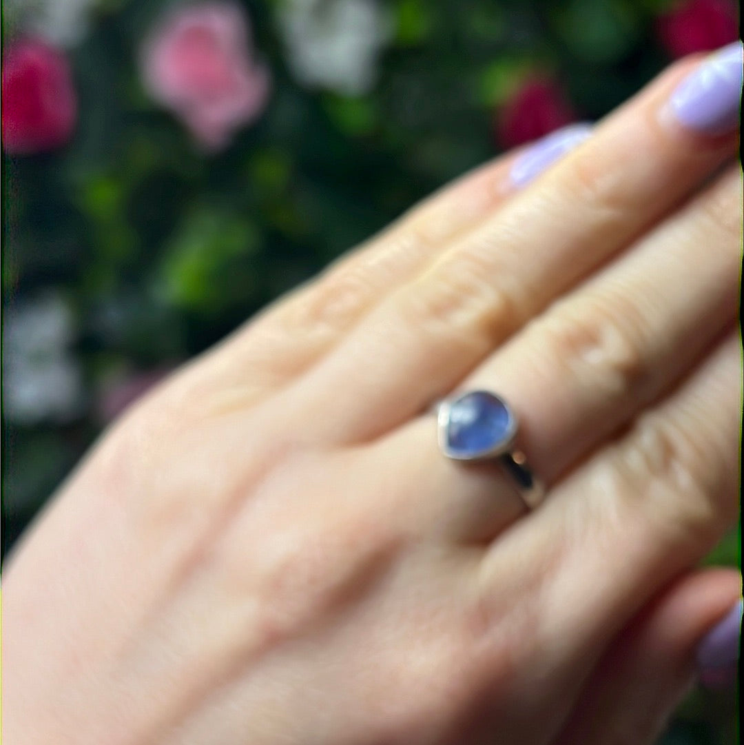 Tanzanite 925 Silver Ring -  Size S 1/2