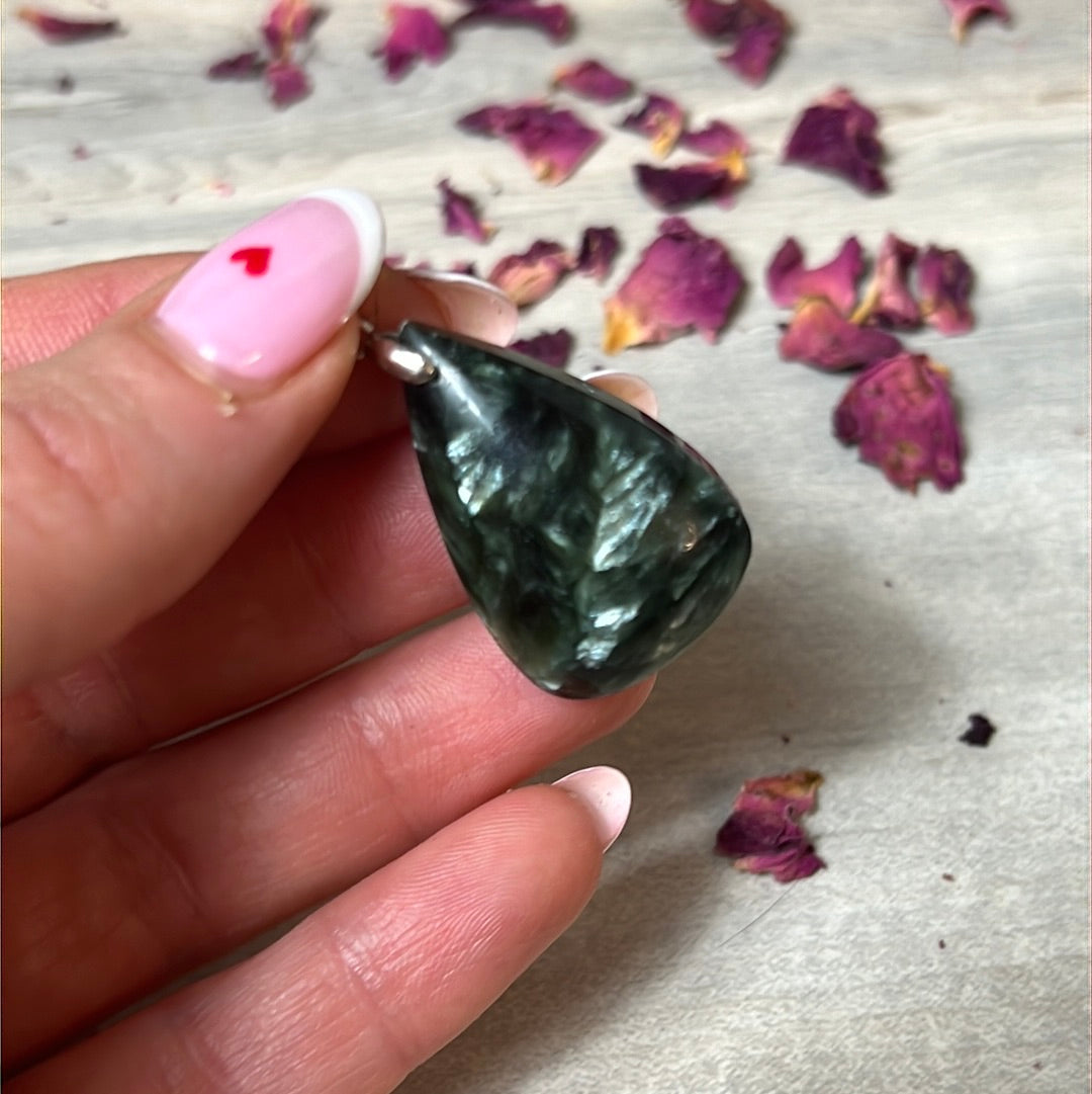 Seraphinite Pendant 925 Sterliing Silver