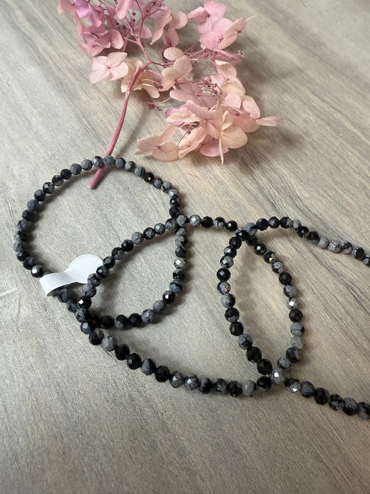 Facet Snowflake Obsidian Bracelet