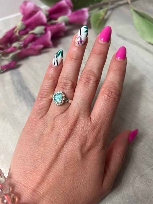 Apatite Raw 925 Sterling Silver Ring -  Size L 1/2