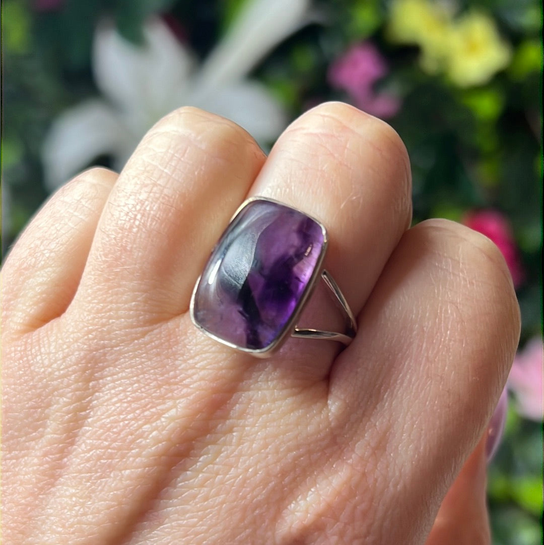 Amethyst 925 Sterling Silver Ring - Size R 1/2 - S