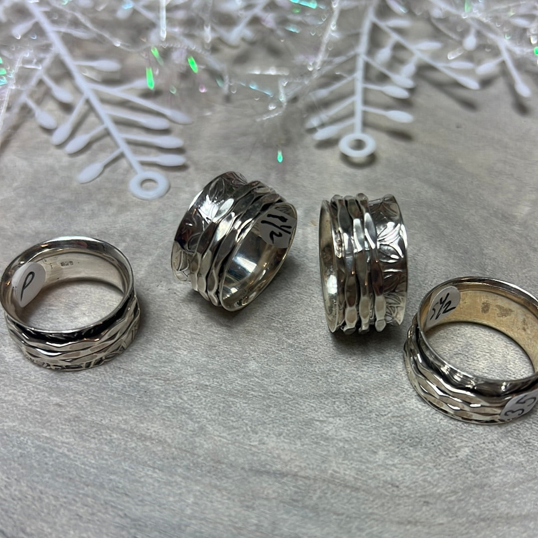 Fidget Spinner Triple Band Ring Sterling Silver 925