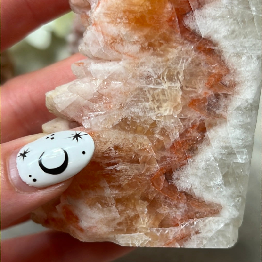 Sunstone, Orchid & Orange Calcite Druzy Tower Points