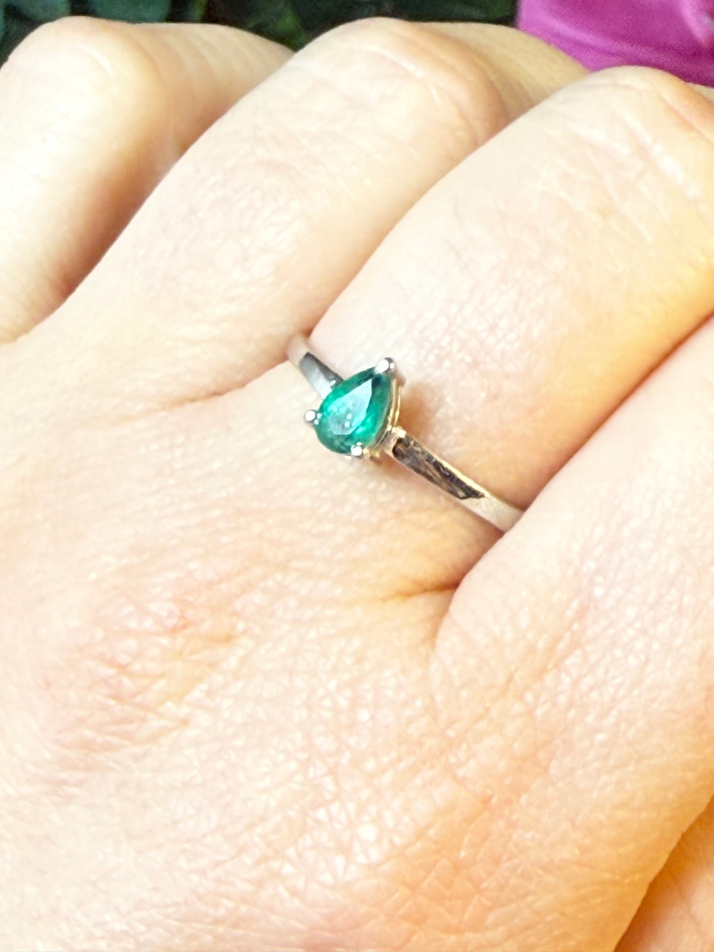 Zambian Emerald - Rare 925 Silver Ring - Size P 1/2