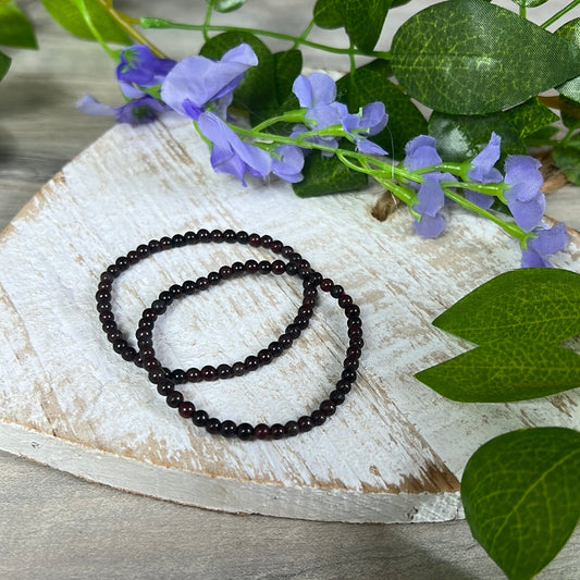 4mm Garnet Bead Bracelet