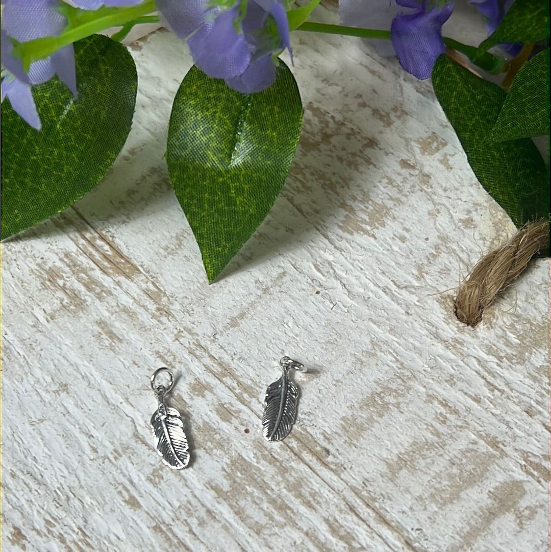 Feather 925 Sterling Silver Pendant Charm