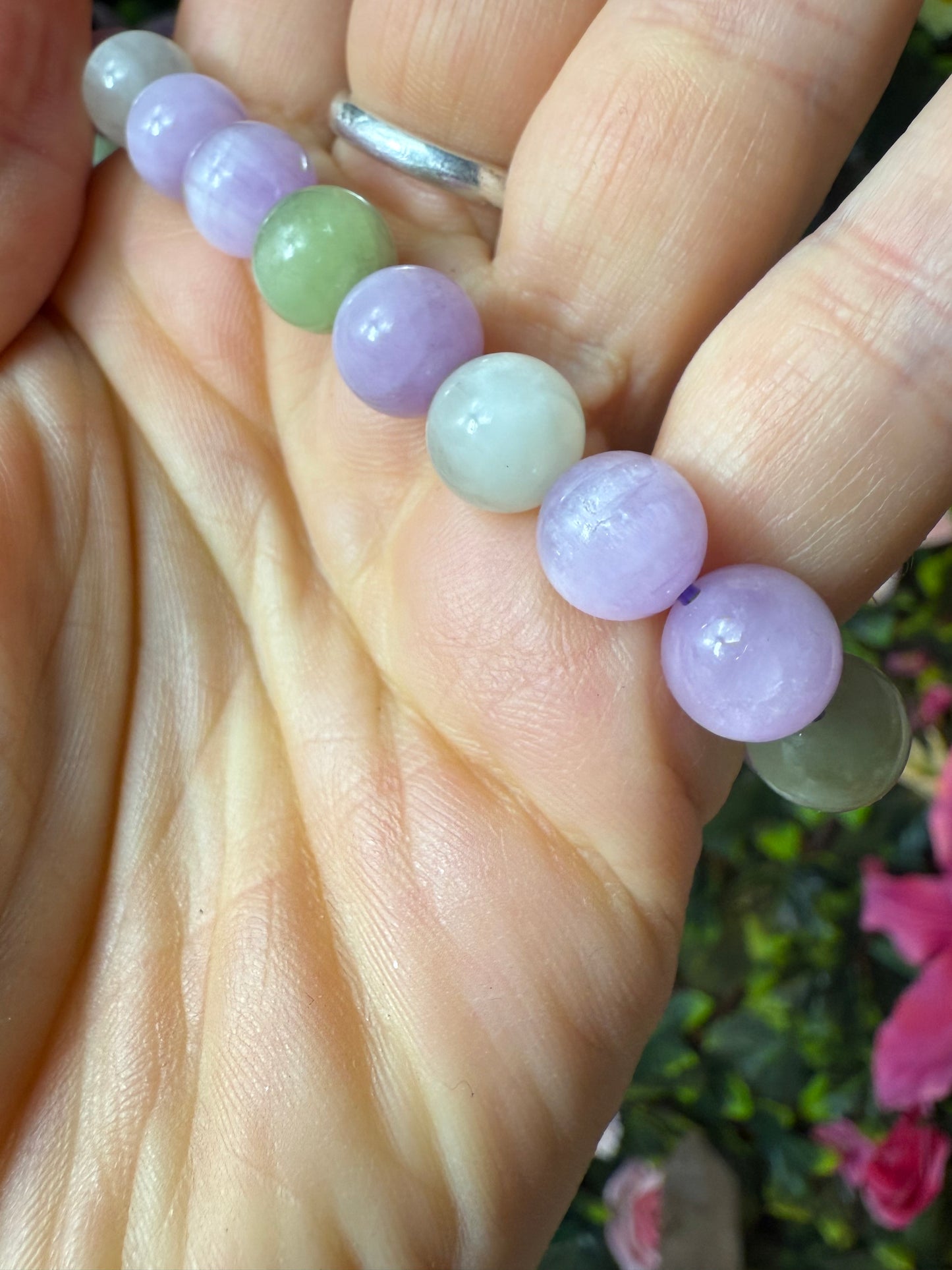 Kunzite & Hiddenite Bead Bracelet