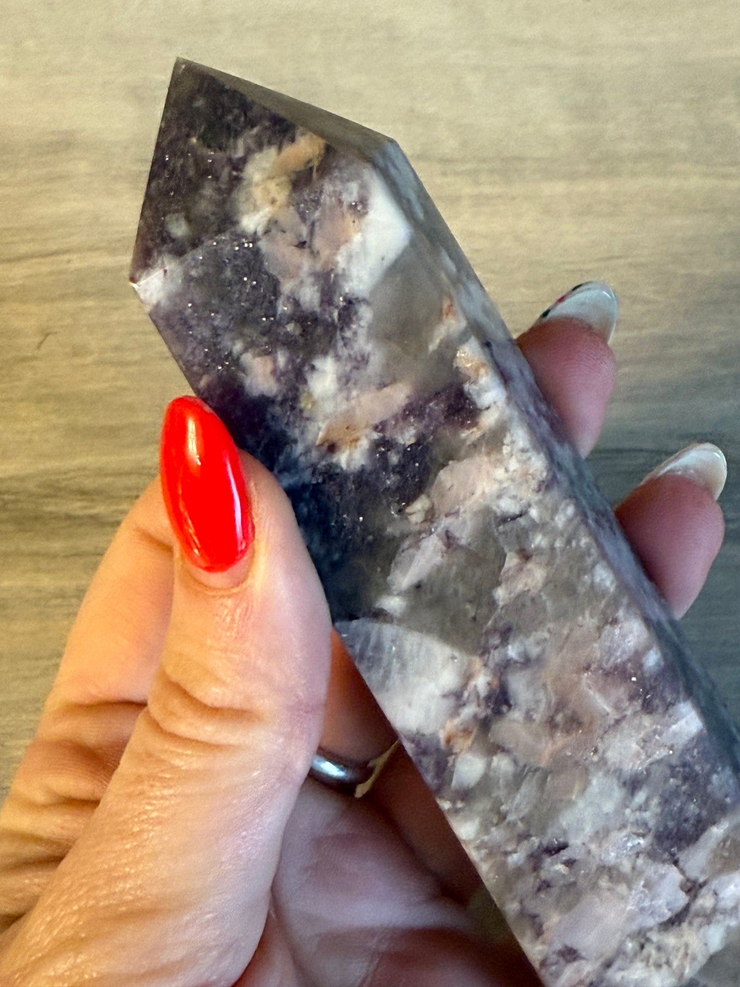 Kunzite Lepidolite Smokey Unicorn Tower Point - rare mix