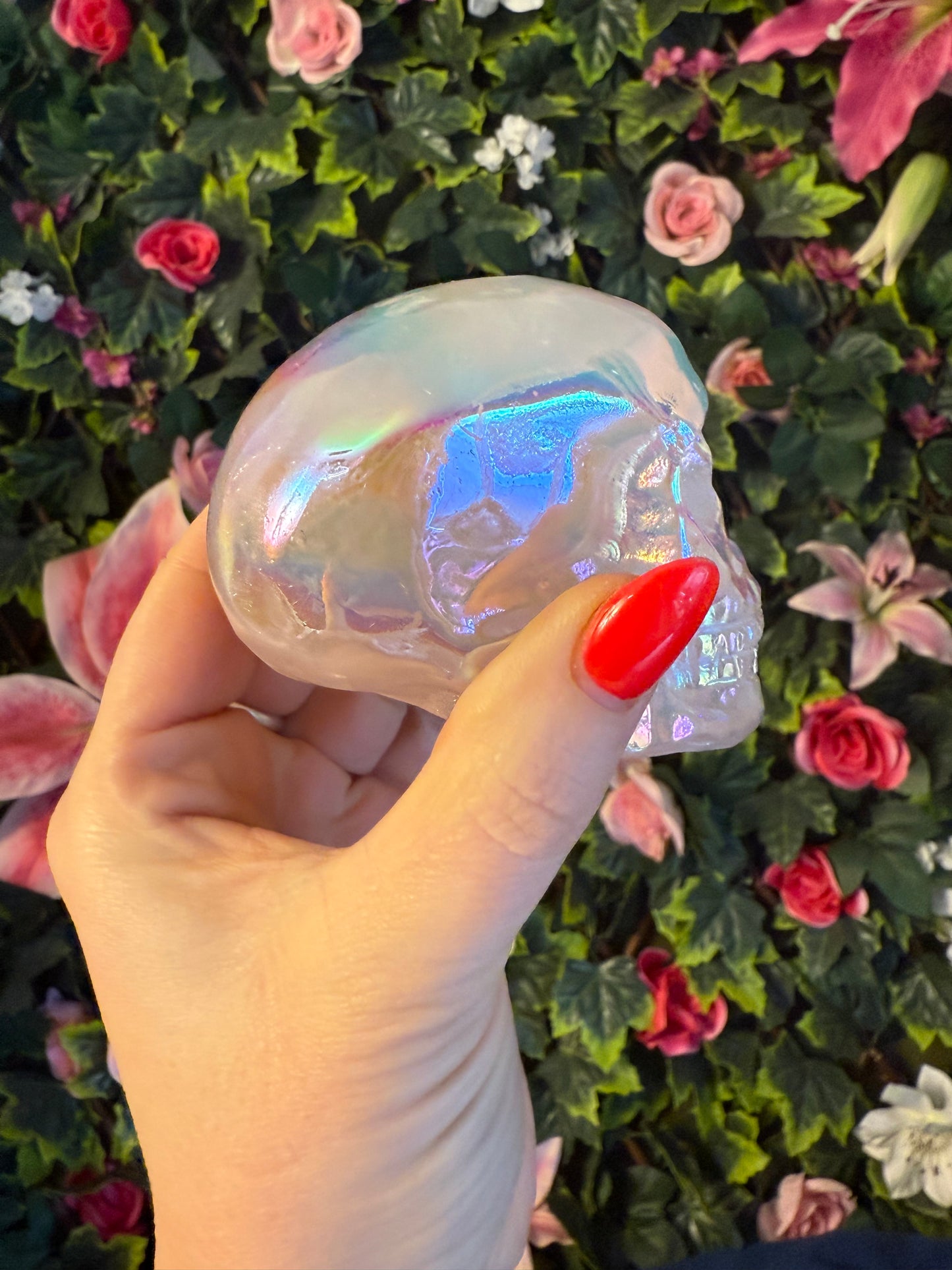 Aura Rose Quartz Skull