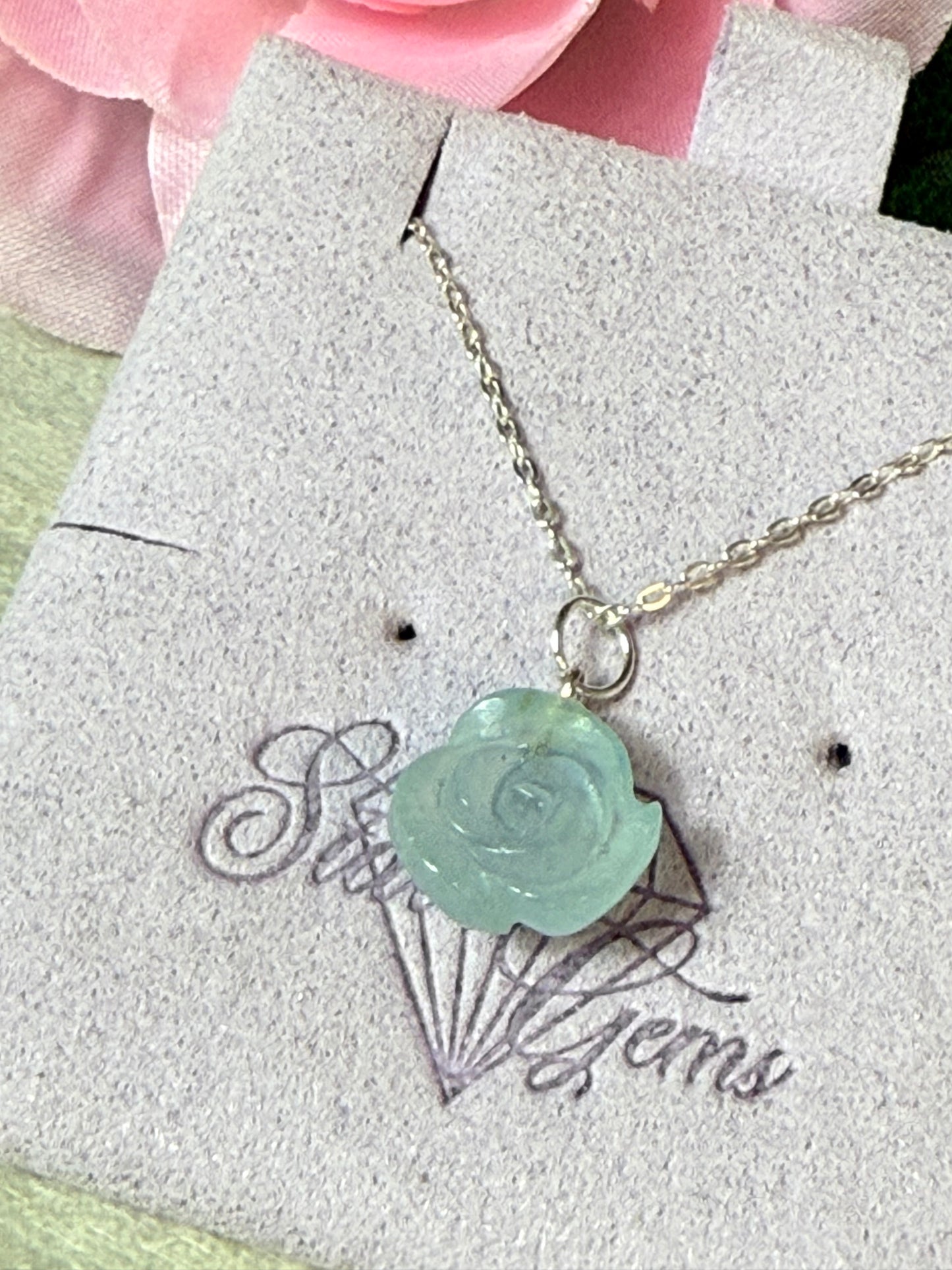 Aquamarine Flower Sterling Pendant