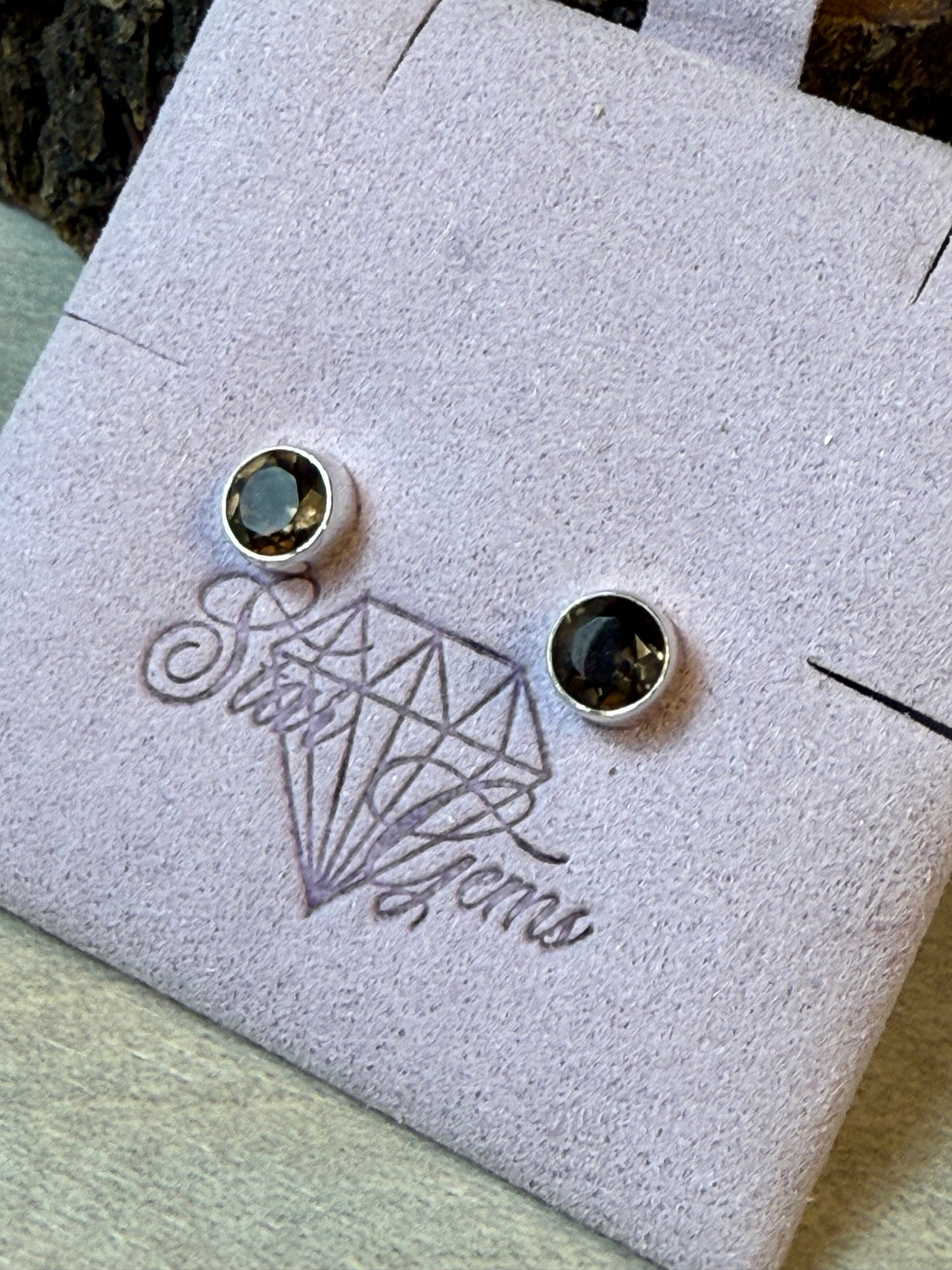 Smoky Facet 925 Sterling Silver Stud Earrings