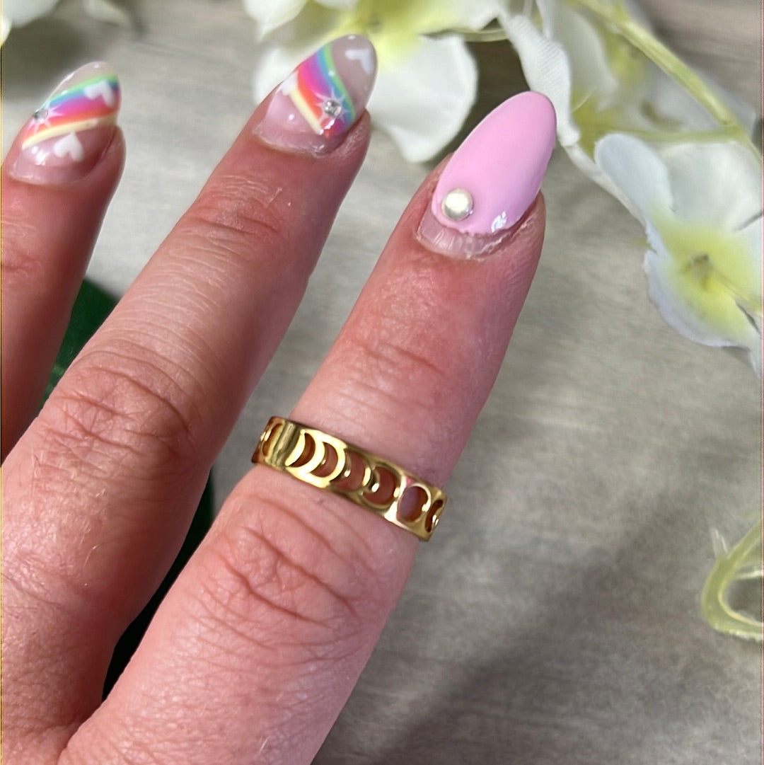 18K Gold Lunar Moon Phase Ring