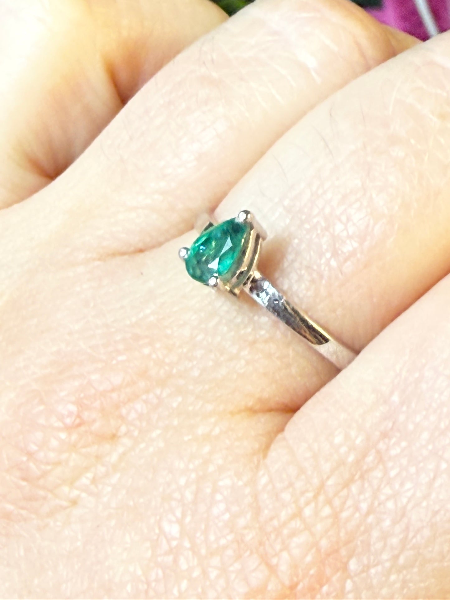 Zambian Emerald - Rare 925 Silver Ring - Size P 1/2