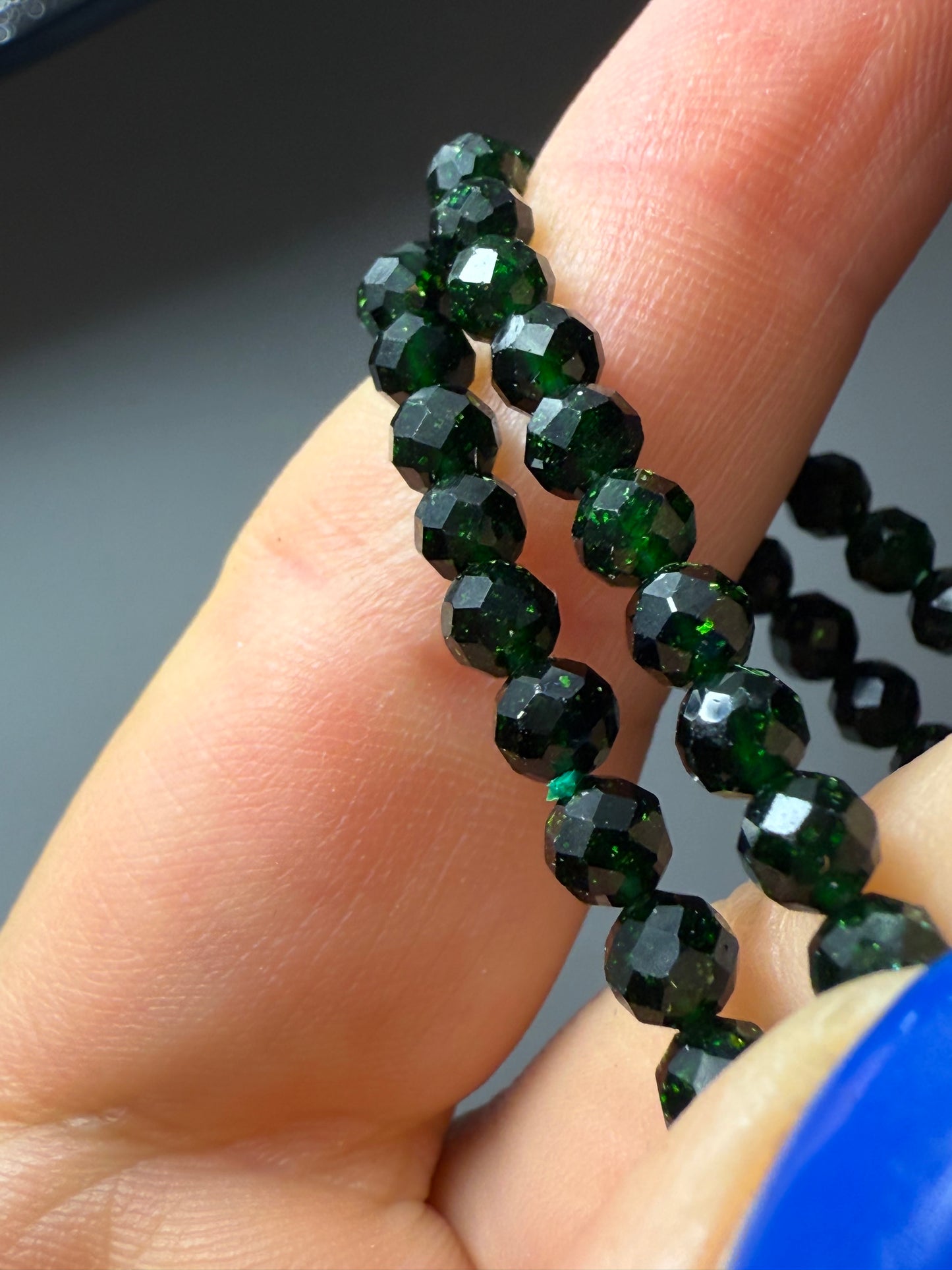 Rare Green Sandstone / Goldstone Facet 4mm Bead Bracelet