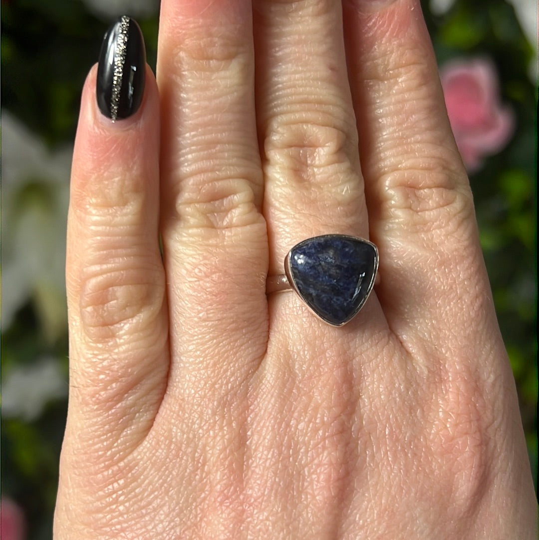 Sodalite 925 Silver Ring -  Size M