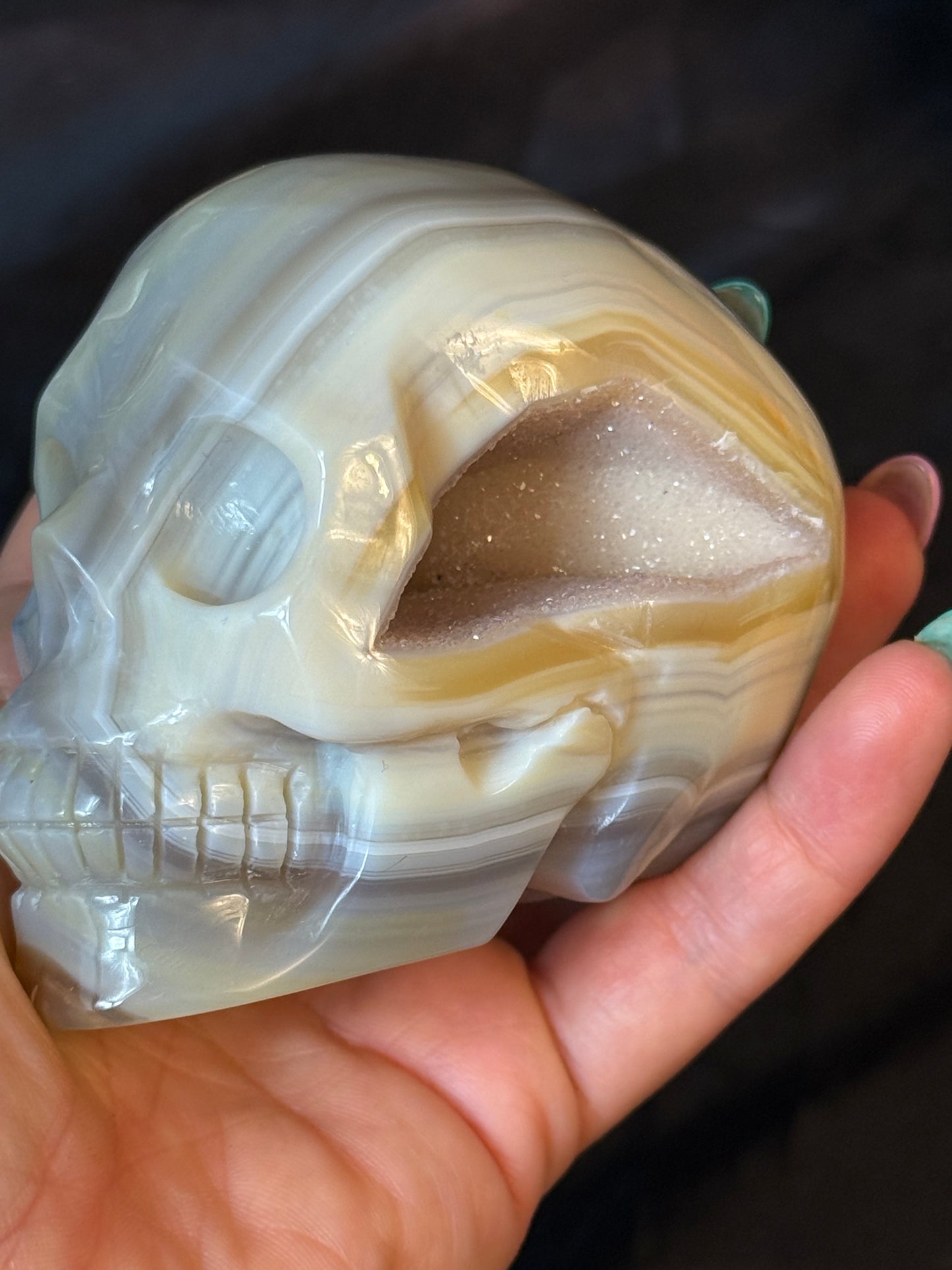 Druzy Agate Skull