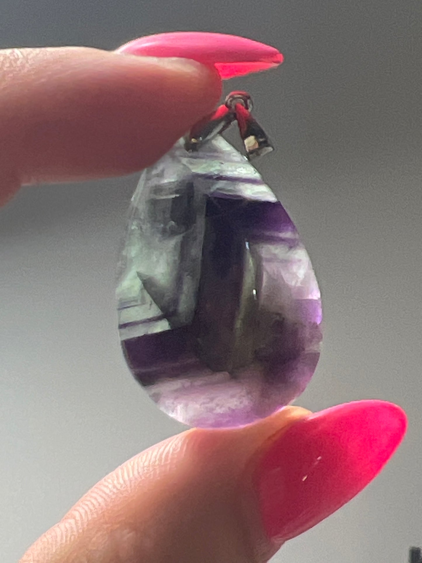 Fluorite snowflake teardrop Pendant - 925 Sterling Silver