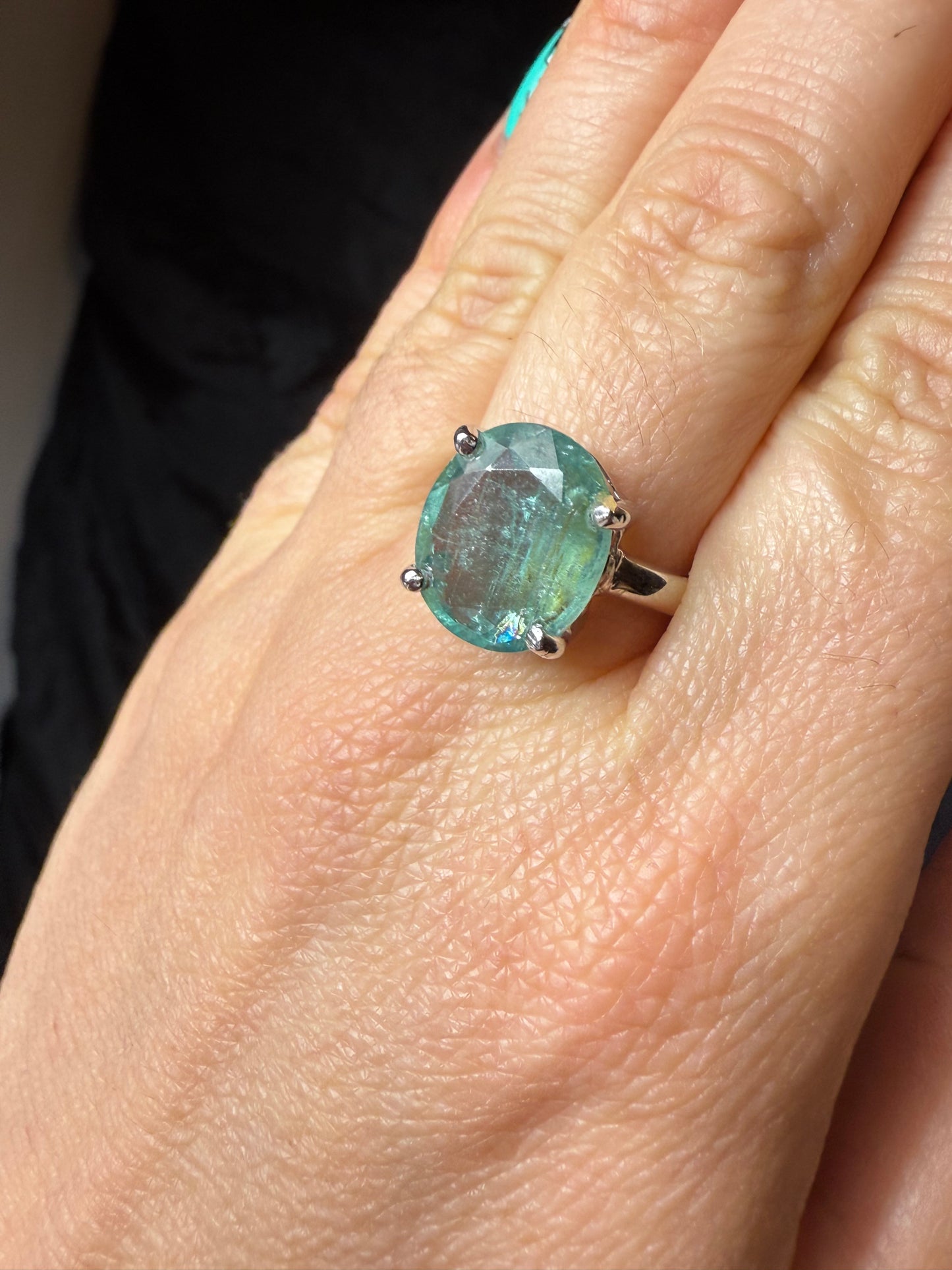Green Kyantie 925 Ring - Size Q 1/2