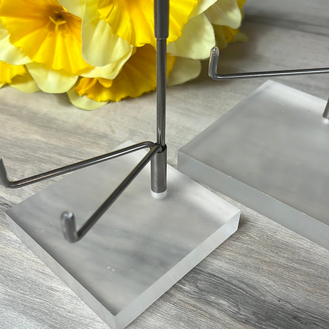 Plastic Perspex Silver Arm Display Stand - square base