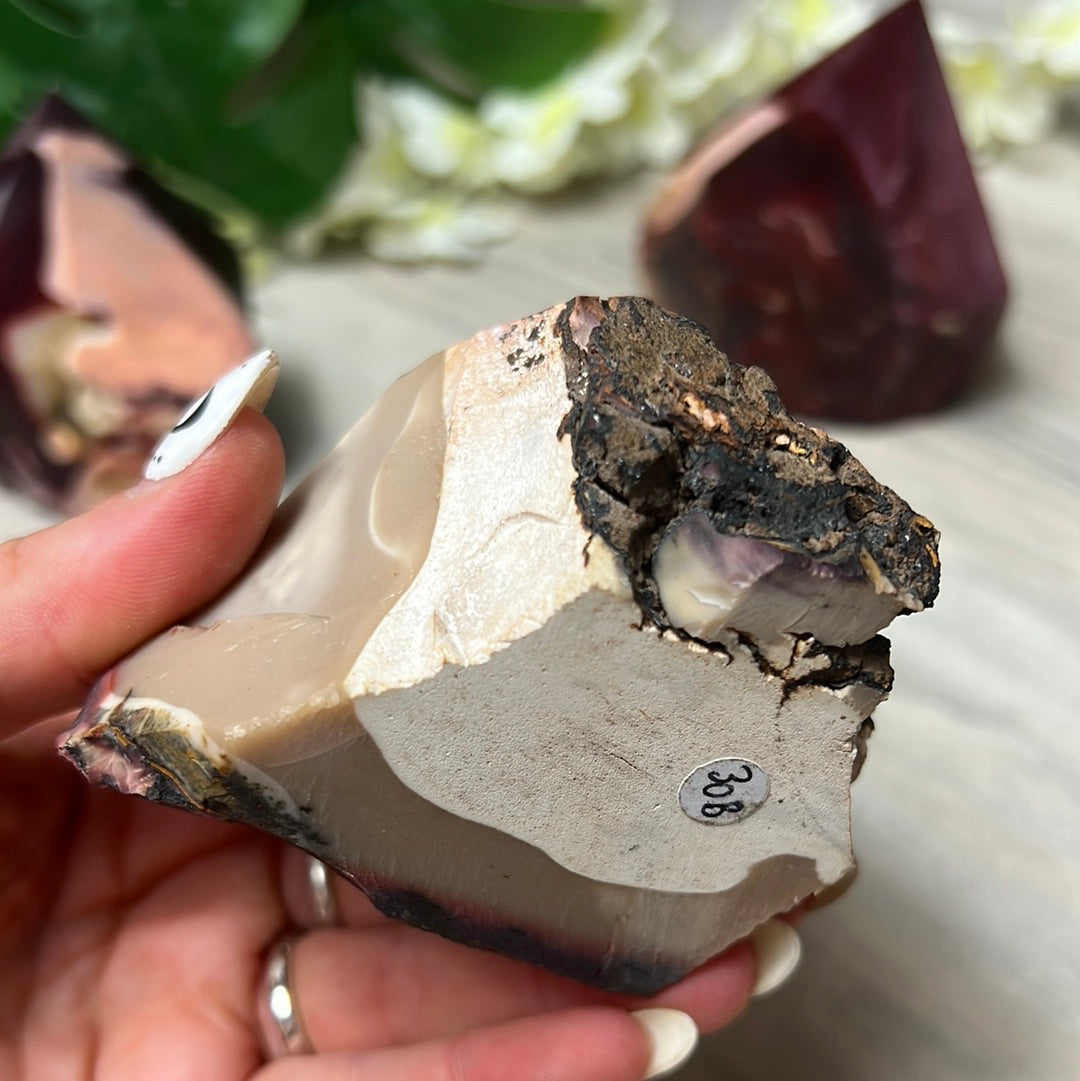 Mookaite Half & Half Polished Raw Tower Points