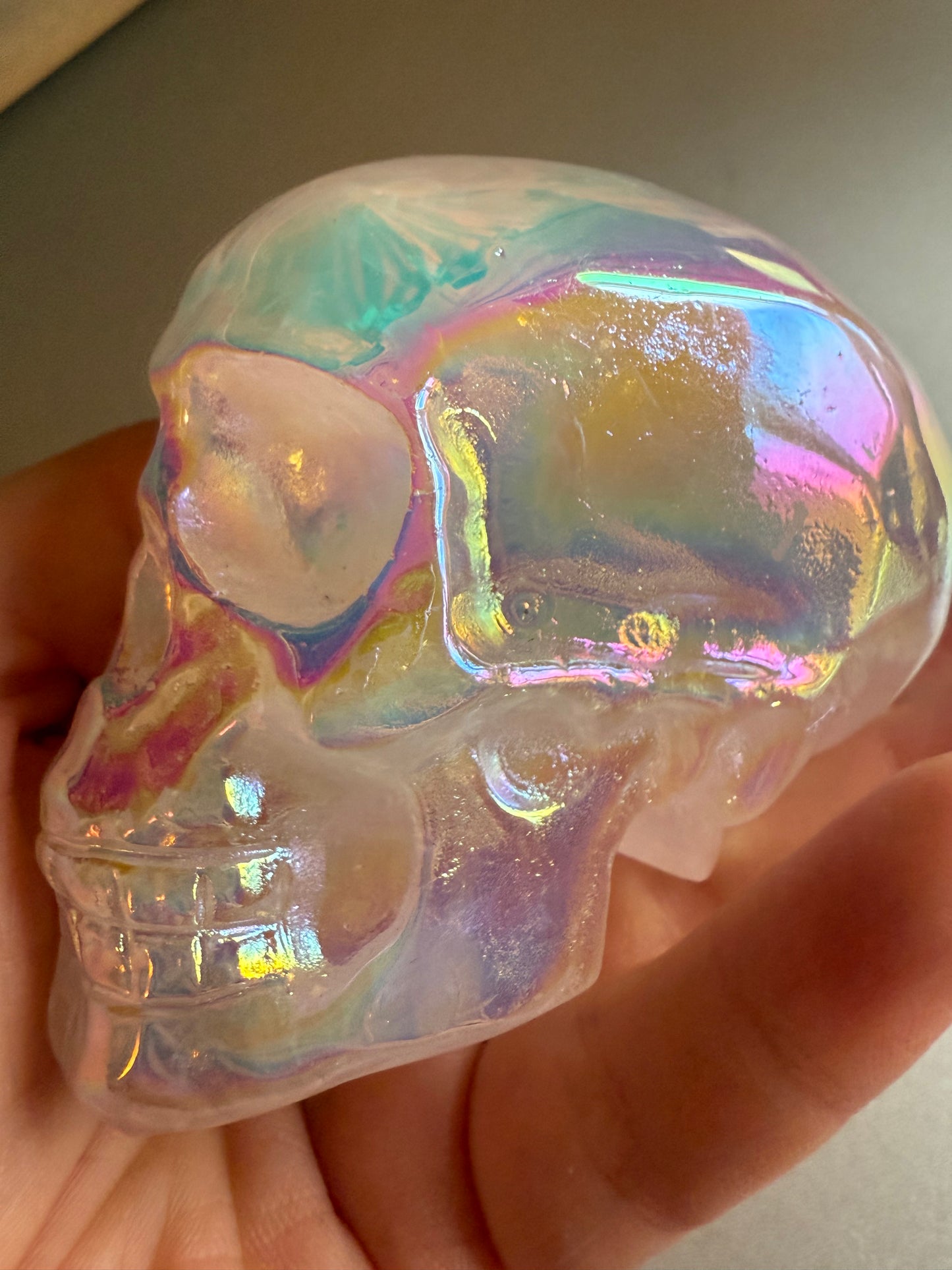 Aura Rose Quartz Skull