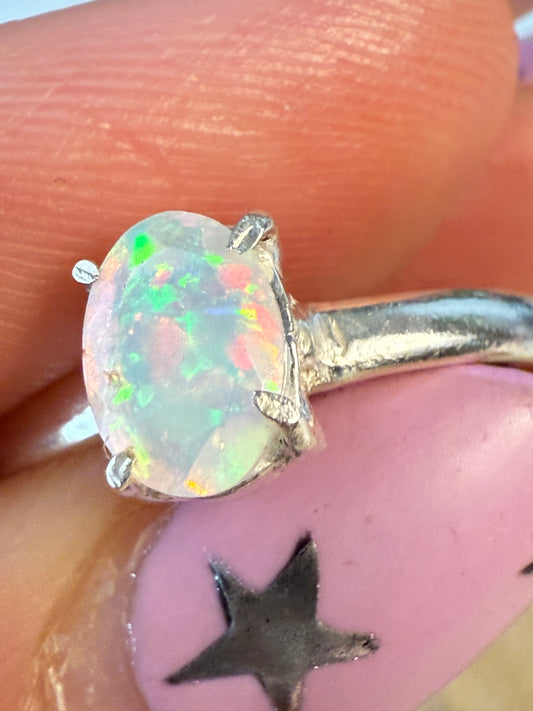 Ethiopian Opal 925 Silver Ring - Size S
