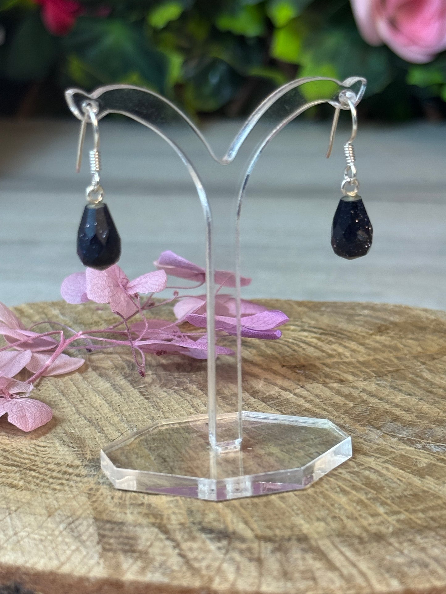 Blue Goldstone Mini Drop 925 Sterling Silver Earrings
