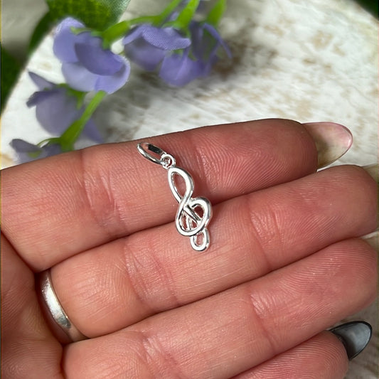 Music Clef 925 Sterling Silver Pendant Charm