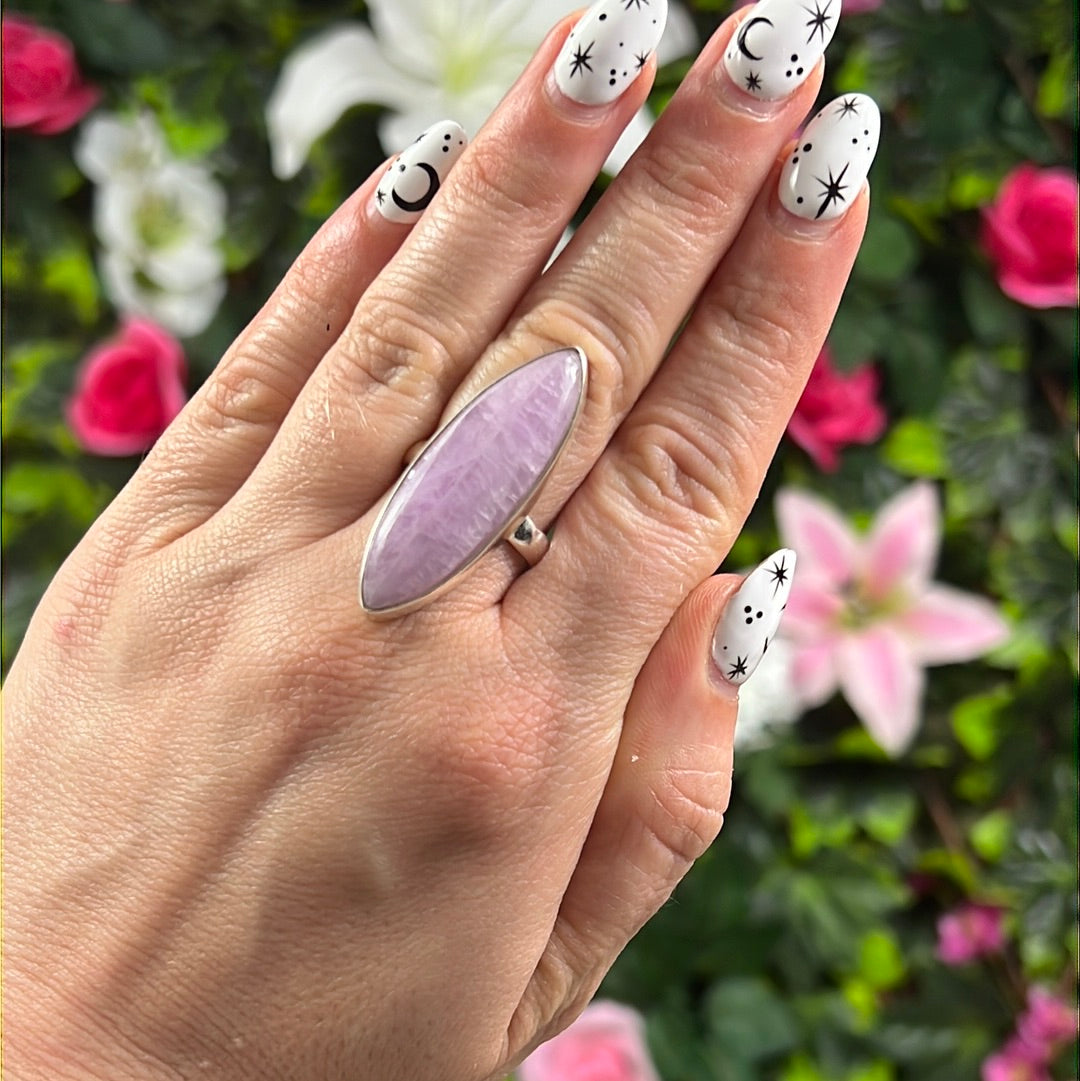 Kunzite 925 Sterling Silver Ring - Size R 1/2 - S