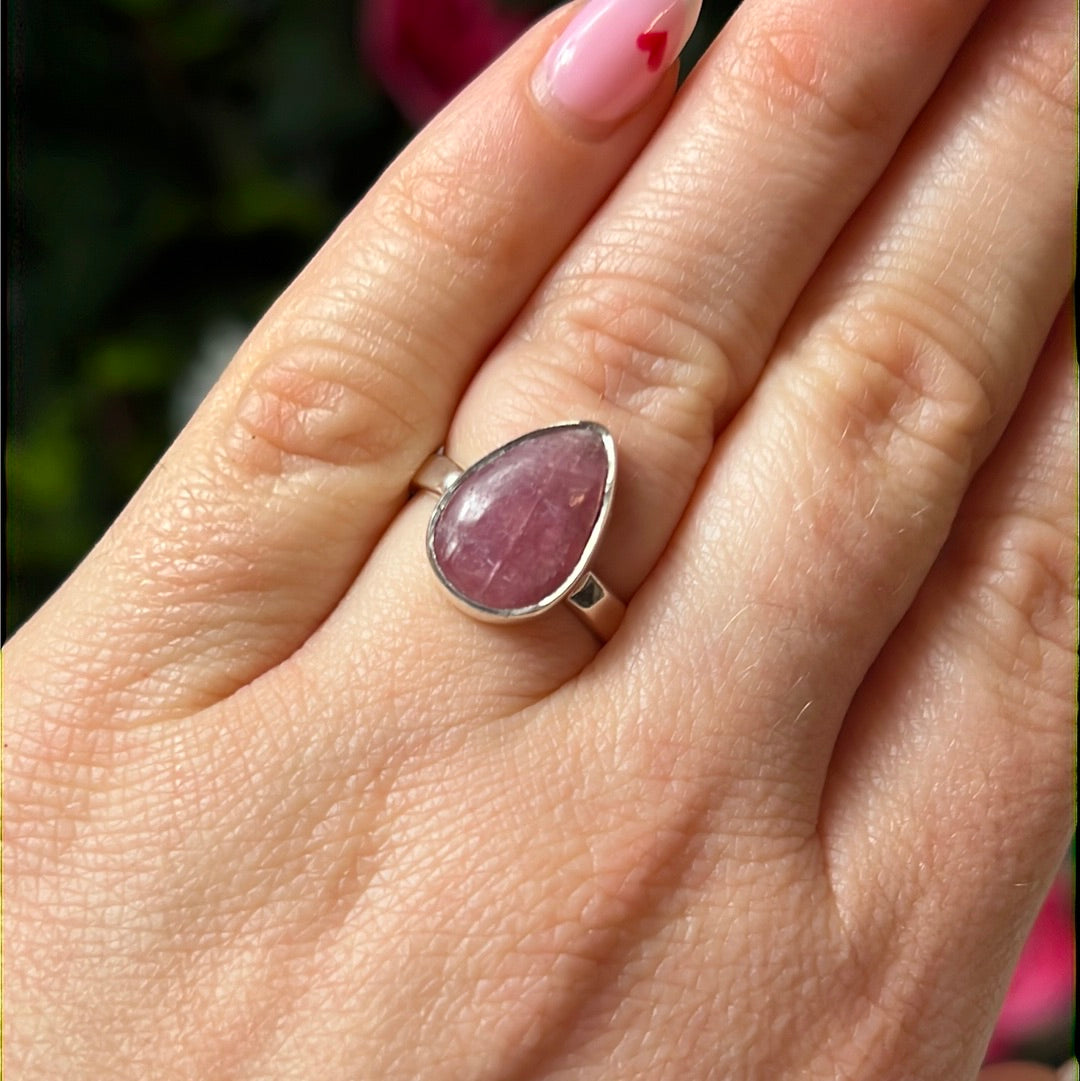 Pink Tourmaline 925 Silver Ring - Size L 1/2  AA GRADE