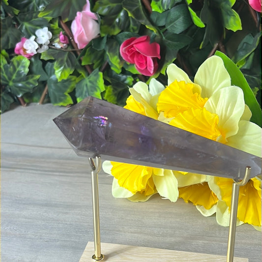 Statement Phantom Fingerprint Amethyst Smokey Quartz Wand