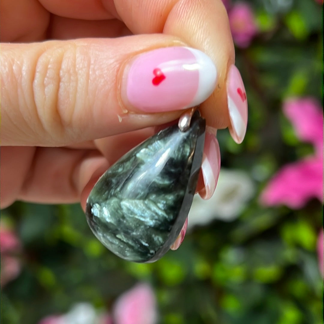 Seraphinite Pendant 925 Sterliing Silver